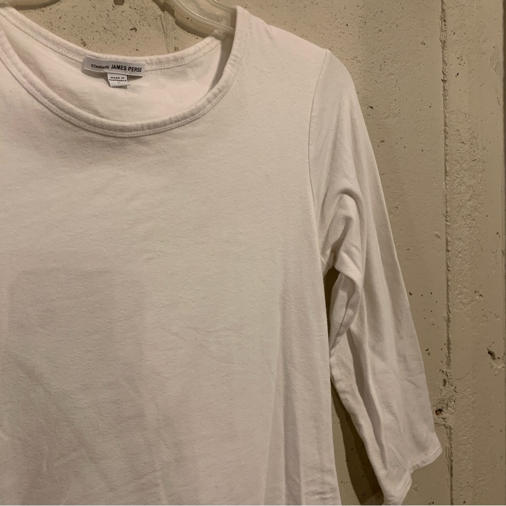 Bodycon Dress Standard James Perse White Size 3 Large Fitted Stretch 3/4 Sleeve - Picture 3 of 6